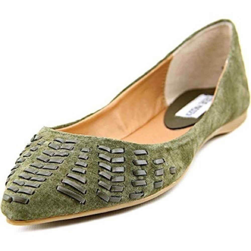 STEVE MADDEN IMAURA FLATS IN OLIVE GREEN SUEDE - Picture 4 of 8